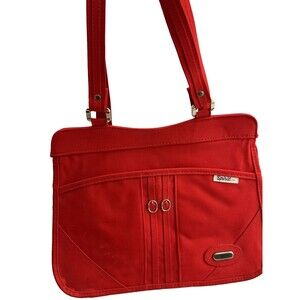 Vintage 1960s Red Canvas Zippered Tote